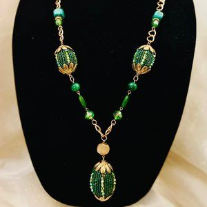 💖 Very Pretty Green Beaded Necklace Set /134